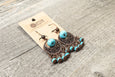 Boho Filigree Blue Stone Earrings - Turquoise Earthy Metal Dangle Antique Gypsy Vintage Hippie Statement Bohemian Rustic Handmade Jewelry