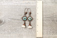 Turquoise Blue Flower Square Filigree Tassel Earrings - Light Copper Dangle Cute Gift for Her Boho Gypsy Ethnic Bohemian Handmade Jewelry