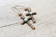 Cross Stone Earrings - Christian Believer Gothic Turquoise Blue Greek Boho Gift Big Long Spiritual Statement Religious Symbol Jewelry Set