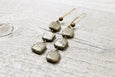 Square Pyrite Boho Earrings, Long Stone Cute Lovely Playful Chic Elegant Gypsy Hippie Earthy Rustic Gemstone Jewelry Set Mother Gift for Her