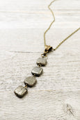 Square Pyrite Boho Necklace - Cute Lovely Chic Stone Valentine's Day Gift for Her Wife Sister Daughter Elegant Gemstone Pendant Jewelry Set