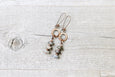 Labradorite Long Loop Boho Earrings - Gray Statement Raw Gypsy Round Stone Gemstone Grey Dangle Unique Bohemian Chic Handmade Jewelry Set