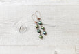 Green Blue Hematite Earrings - Boho Statement Long Gypsy Stone Gemstone Bohemian Unique Gift Original Distressed Chic Necklace Jewelry Set