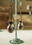 Bottle Earrings, Flask Earrings, Gypsy Earrings, Flower Earrings, Bohemian Earrings, Glass Earrings, Boho Earrings, E035