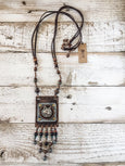 Gypsy Wolf Spirit Boho Wolf Native Necklace, Hippie Leather Ethnic Symbol Bohemian Necklace