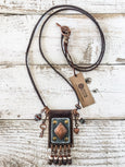 Ethnic Leather Necklace, Gypsy Boho Hippie Necklace, N023