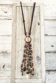 Boho Quartz Necklace, Gypsy Spirit Necklace, Bohemian Crystal Necklace, Quartz Druzy Long Necklace, N098