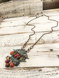Boho Long Agate Necklace, Gypsy Spirit Necklace, Bohemian Patina Necklace, Rustic Metal Necklace, N177