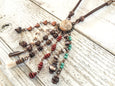 Boho Quartz Necklace, Gypsy Spirit Necklace, Bohemian Crystal Necklace, Quartz Druzy Long Necklace, N098.1