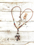 Boho Long Stone Necklace, Gypsy Spirit Necklace, Bohemian Charm Necklace, Rustic Necklace, N101