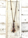 Earthy Stone Necklace, Gypsy Spirit Necklace, Bohemian Pendant, Rustic Long Necklace, N034