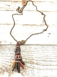 Earthy Stone Necklace, Gypsy Spirit Necklace, Bohemian Pendant, Rustic Long Necklace, N034