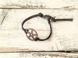 Gear Bracelet, Steampunk Bracelet, Leather Boho Bracelet B055
